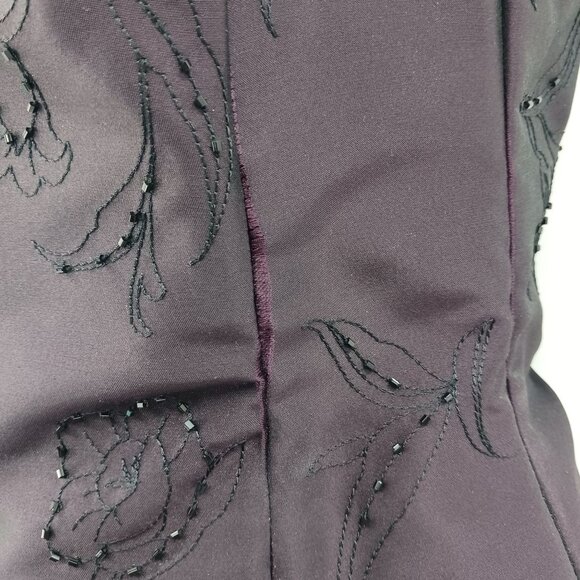 VTG Ann Taylor Purple Silk Strapless Embroidered Satin 2 PC Gown Beaded 0P - Picture 10 of 16